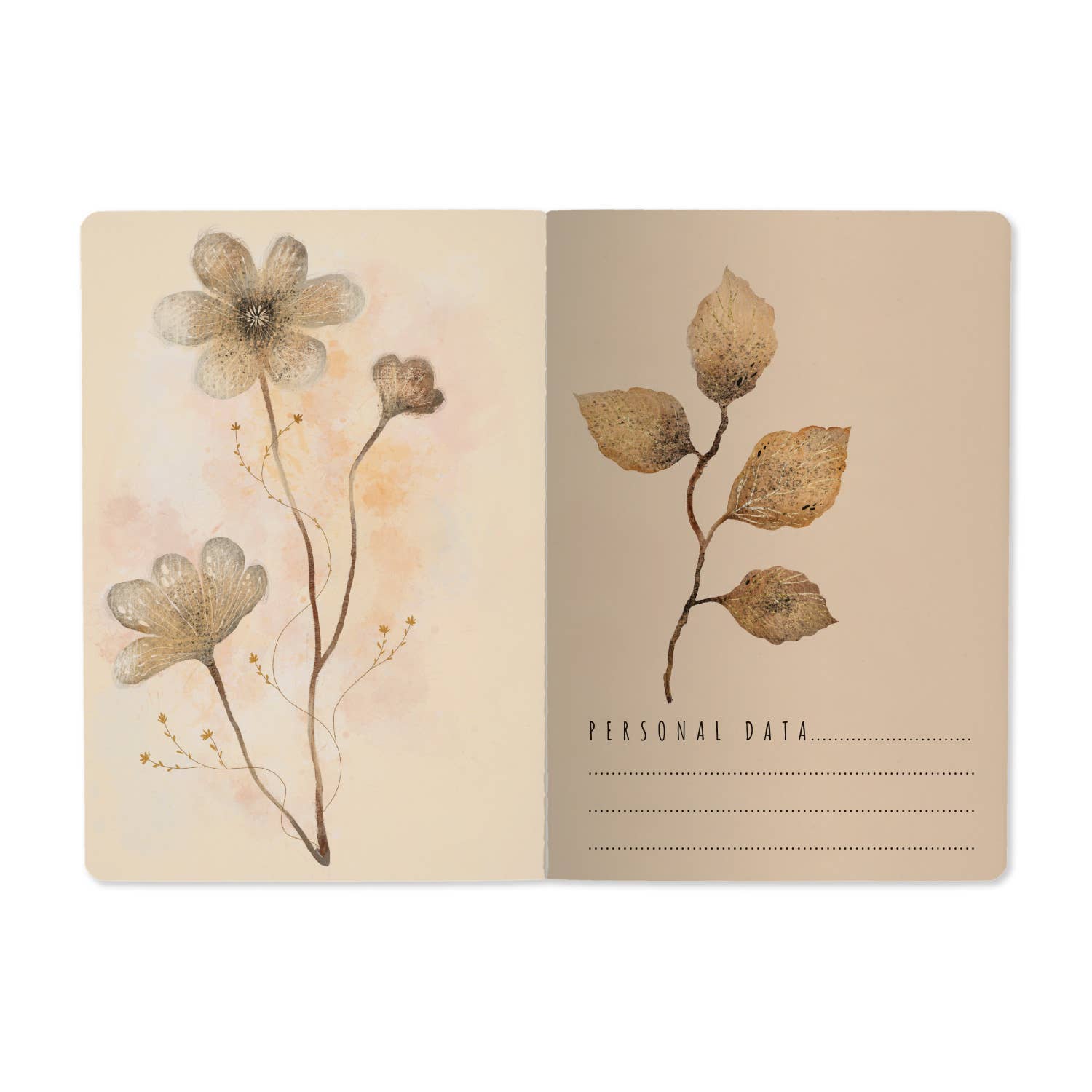 A5 Blush and Golden Flowers