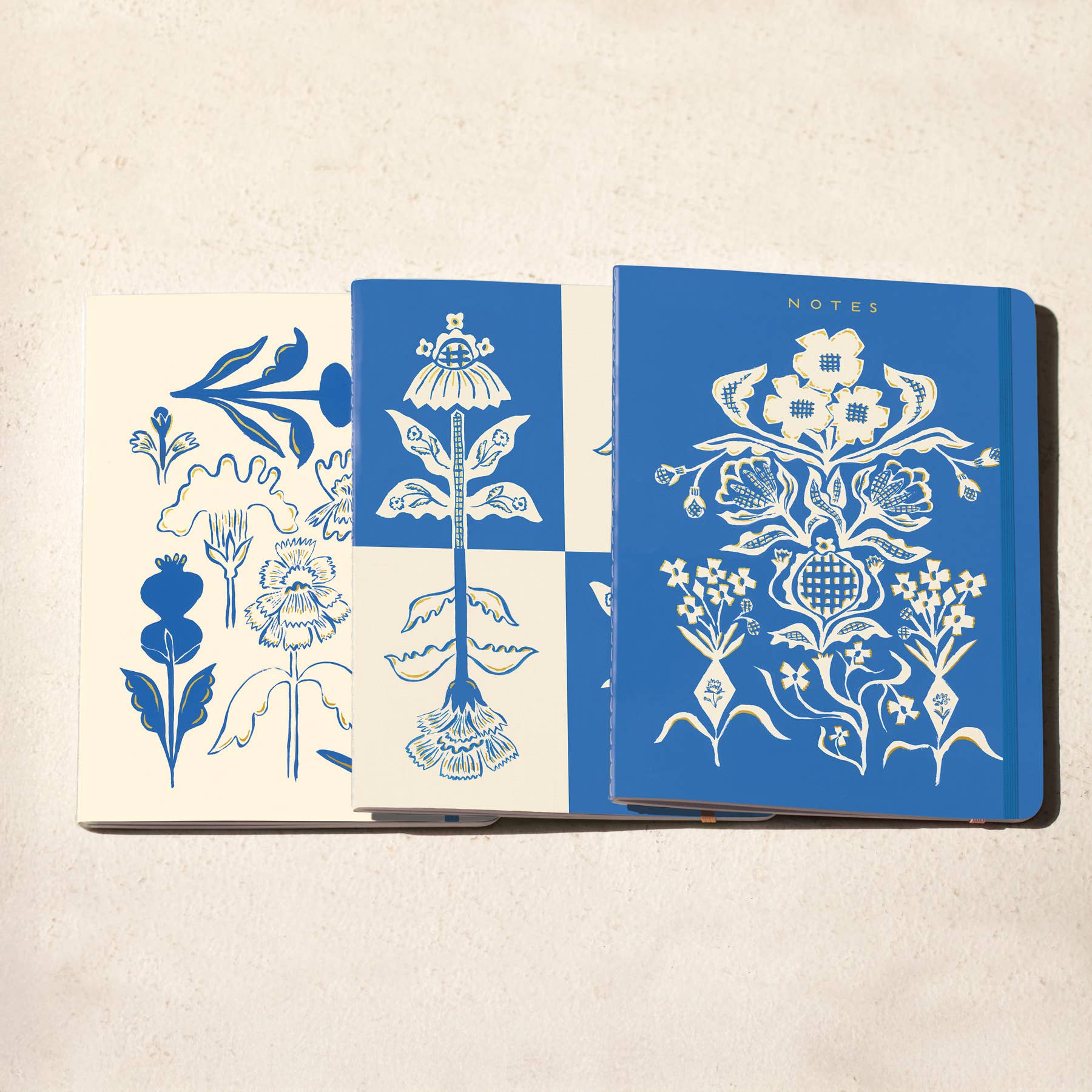 Blue Flower Seedlings Sewn Trio Notebook Set