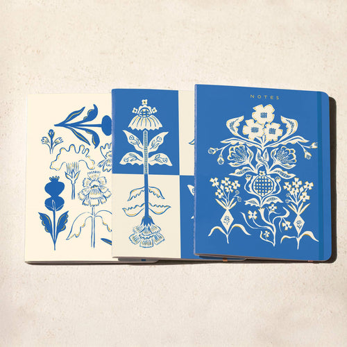 Blue Flower Seedlings Sewn Trio Notebook Set